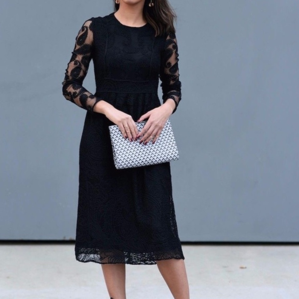 Zara Black Lace dress with Paisley sleeves